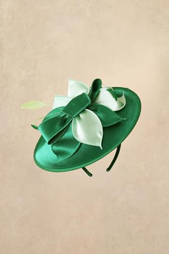 BABEYOND Derby Hats for Women Wide Brim Flower Feather Tea Party Fascinator - color: Dark Green