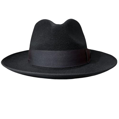 Soft Wool Crushable Mens Fedora Hats for Men Women Black Dress Rolled Wide Brim Hat