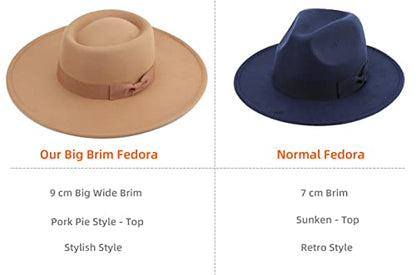 Pro Celia Big Wide Brim Women Fedora Hat - color: Oval-rice