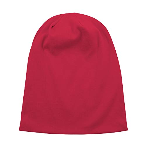 Unisex Slouchy Beanie Cotton Lightweight Beanie Hat Skull Cap Night Sleep Hat Hip-Hop Hat - color: Red & Black