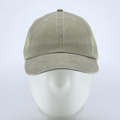Vintage Washed Cotton Soft Mesh Adjustable Baseball Cap - color: Khaki
