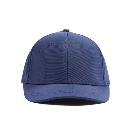 Short Brim Stretch Fitted Baseball Caps Men's Solid Structured Full Closed Cap Curved Brim Elastic Closed Back Hat K272 - color: Navy