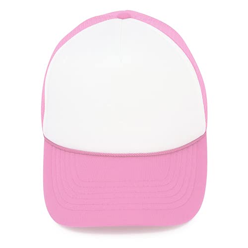 MR.R Sublimation Blanks Polyester Mesh Cap Mesh Hat Two Tone Trucker Summer Mesh Cap with Adjustable Snapback,2pcs per Pack - color: Pink