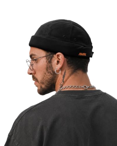 Clakllie Retro Docker Hat for Women Men Cotton No Brim Hat Adjustable Brimless Cap Worker Sailor Cap No Visor Beanie Hat - color: Black-gd31