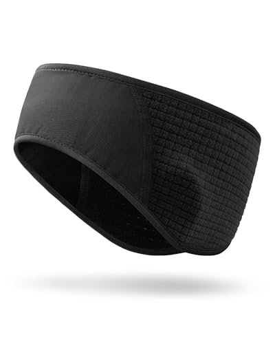 Winter Sport Headband Ear Warmer - Windproof Forehead & Breathable Fleece Headband for Skiing, Running, Cycling - color: Black