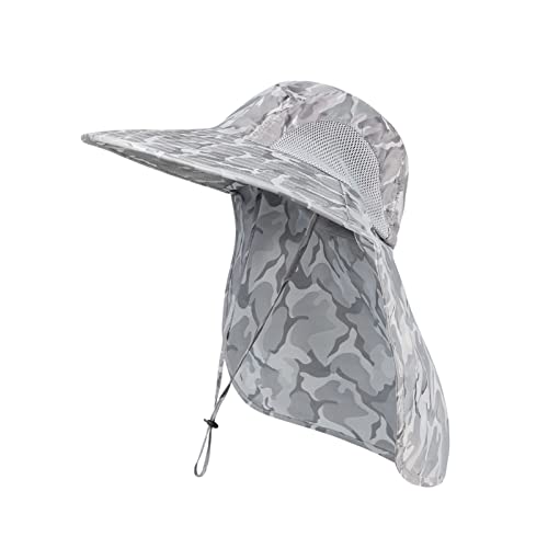 Outdoor Sun Hat for Men with 50+ UPF Protection Safari Cap Wide Brim Fishing Hat with Neck Flap, for Dad… - color: Gray Camouflage