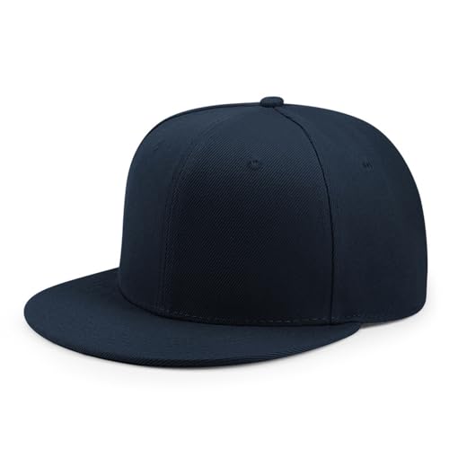 Back Closure Big Size Baseball Cap Hiphop Flat Peak Plain Sport Hats Oversize Large Men Fitted Caps - color: Dark Blue