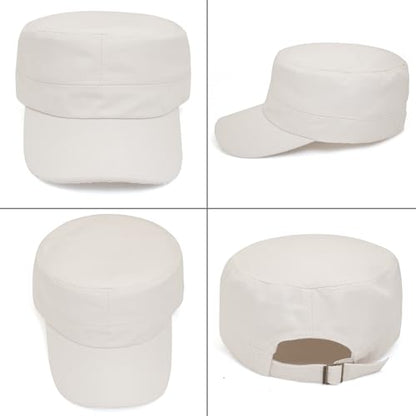 Unisex Basic Cadet Army Caps Everyday Military Style Hat - color: Beige