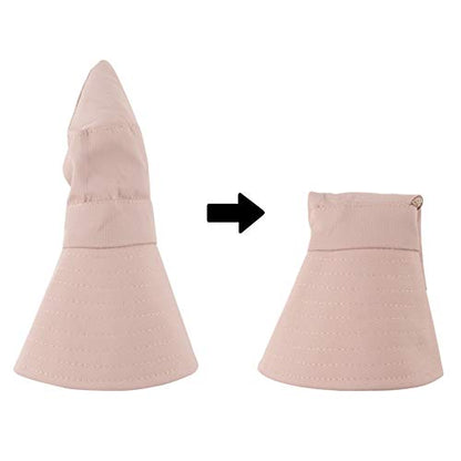 Muryobao Women's Ponytail Sun Hat UV Protection Foldable Mesh Wide Brim Beach Fishing Hat - color: Pure Pink