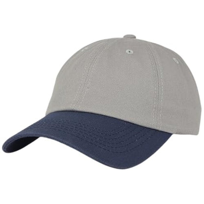 E BY ELIDAN Two Tone Dad Hat, Low Profile Baseball Cap - color: Grey Navy
