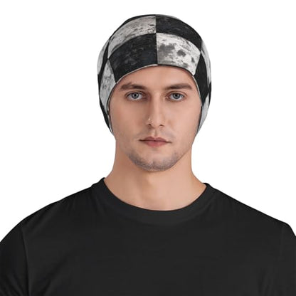 Beanie Hat for Men Women Slouchy Beanie Skull Sleep Cap Soft Lightweight Chemo Hat Stretch Cancer Headwear - color: Checkered