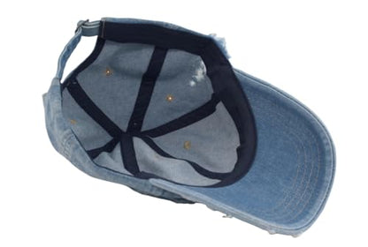 TSSGBL Unstructured Distressed Baseabll Cap Cotton Soft Dad Hat Adjustable Low Profile Headwear Ball Caps for Women Men - color: Distressed-denim-blue, size: Medium-Large