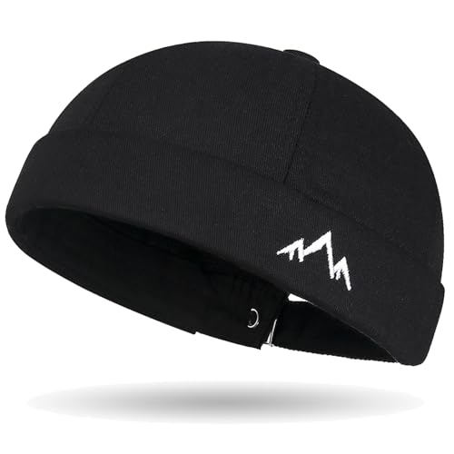 Outdoor Brimless Hat for Men Women, Adjustable Rolled Cuff Skull Cap - color: 2#black