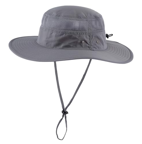 Home Prefer UPF 50+ Men's Sun Hat Wide Brim Bucket Hat UV Protection Hat for Mens Womens Beach Safari Gardening Golf Fishing - color: Dark Gray