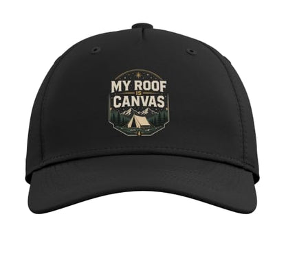 My ROOF is Canvas Camping Camper Outdoor Tent Adjustable Baseball Hat - color: Black