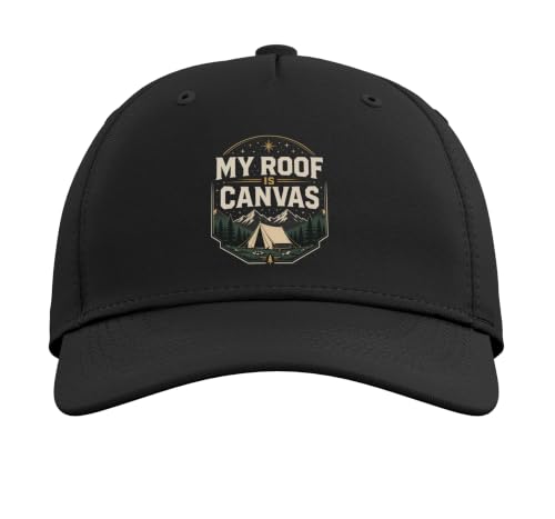 My ROOF is Canvas Camping Camper Outdoor Tent Adjustable Baseball Hat - color: Black