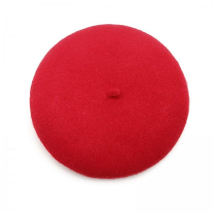 Women Wool Beret Hat, Classic French Artist Hat, Winter Warm Hat for Ladies - color: Red