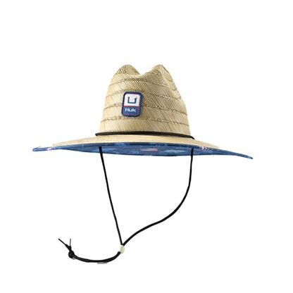 HUK Men's Straw Hat, Wide Brim Fishing & Beach Hat for Men - color: Fish and Flags - Set Sail