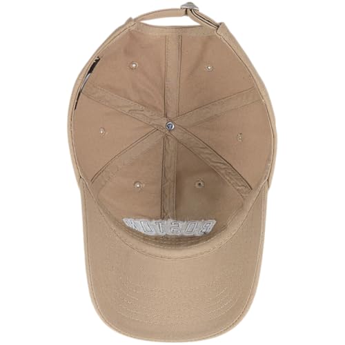 E BY ELIDAN Boston EST 1630 Dad Hat, Embroidered Cotton Baseball Cap - color: Khaki Est 1630