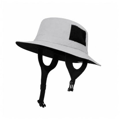 Surblue Surf Bucket Hat with Widened Chin Straps UPF 50+ Windproof Sun Hat Adjustable Packable Cap for Water Sports Surfing - color: Lightgray