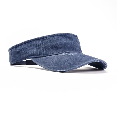 ANDICEQY Retro Ripped Sun Visor Hat, Baseball Sun Visors for Women and Men - color: Retro Navy