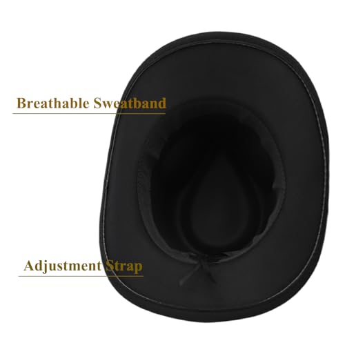 Western Cowboy Hat for Men Cowgirl Hat for Women Unisex Wide Brim Felt Fedora Hats Classic Cowboy Hats - color: Black