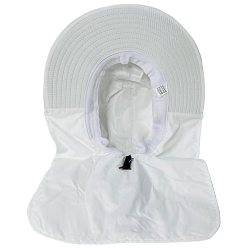 Packable and Adjustable Mesh Boonie Sun Hat with Neck Flap - color: White