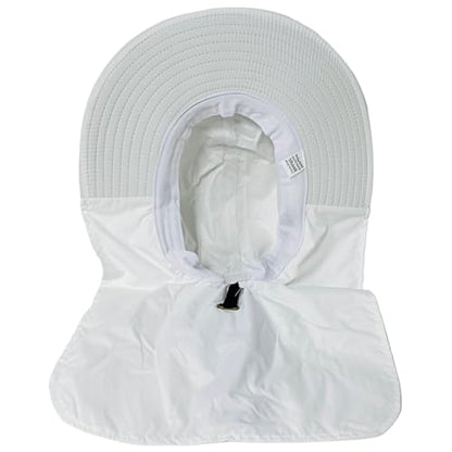 Packable and Adjustable Mesh Boonie Sun Hat with Neck Flap - color: White