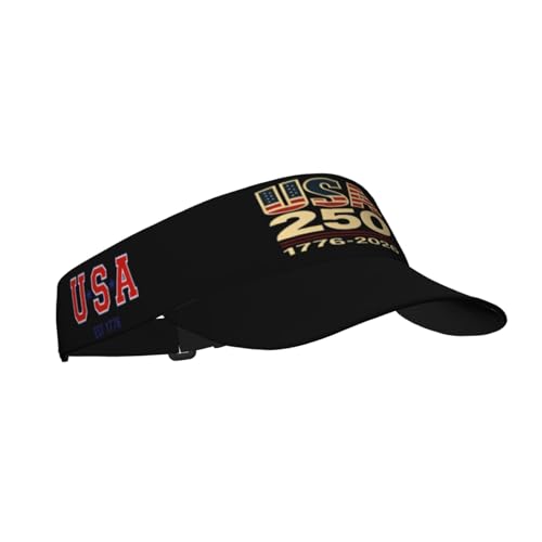 United States 250th Anniversary Hat USA Est 1776 America Patriotic Visor Cap Adjustable Sun Hat for Women Men Sports Beach - color: Black5