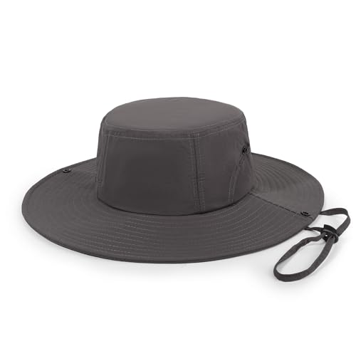 Wide Brim Sun Hats Waterproof Packable Bucket Hat UV Protection Summer Fishing Hat for Men and Women - color: Dark Gray
