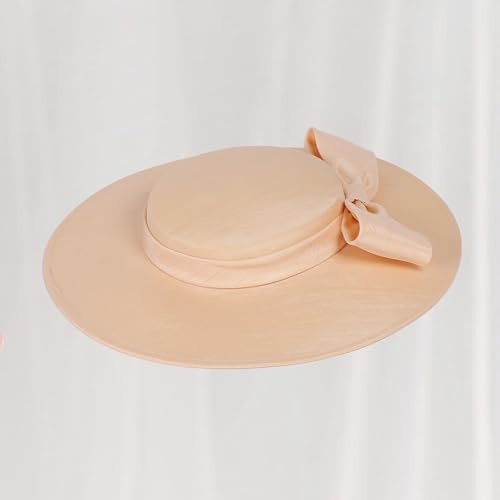Fascinators Women Wide Brim 20s 50s Derby Pillbox Hat Bowknot Cocktail Tea Party Church Dress Hats - color: Khaki