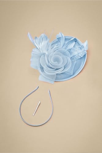 BABEYOND Fascinators Hats for Women Tea Party Mesh Flower Pillbox Derby Hat - color: Light Blue