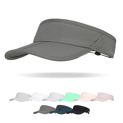 Sun Visor Caps Foldable Brim Adjustable Visor Hats for Women Men - color: 2# Grey