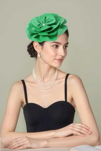 BABEYOND Fascinators Hats for Women Layered Flower Tea Party Derby Hats - color: Green