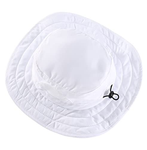 Connectyle Kids Sun Hat for Boys Girls Wide Brim Bucket Hat UPF 50+ Sun Protection Hat Breathable Summer Beach Hat - color: White