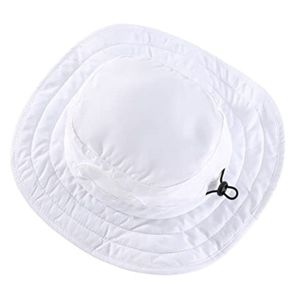 Connectyle Kids Sun Hat for Boys Girls Wide Brim Bucket Hat UPF 50+ Sun Protection Hat Breathable Summer Beach Hat - color: White