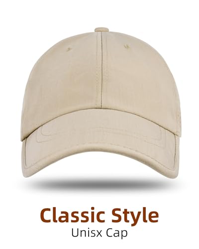 Rosoz Unisex Baseball Cap Vintage UPF 50+ Unstructured Men Women Dad Hat - color: Khaki