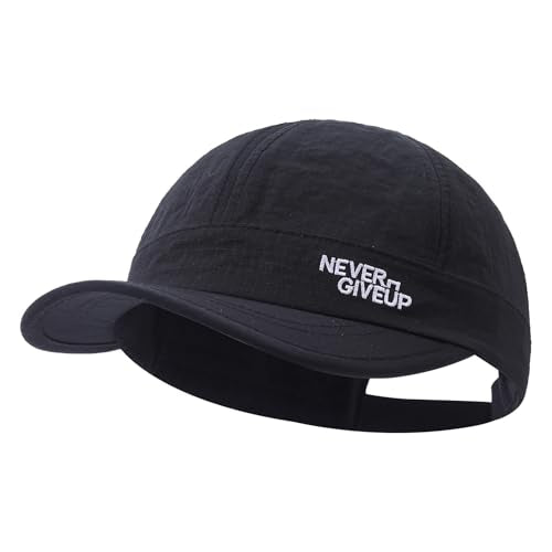 Quick Dry Short Brim Baseball Cap Lightweight Unstructured Sports Hat Trucker Cap Waterproof Umpire Sun Hat - color: Mg-xzcbsudy2515-black