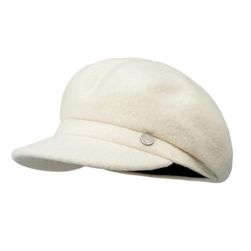 Wool Newsboy Hats for Women Classic Vintage Winter Warm Beret Hats 8 Panel Soft Retro Baker Boy Pageboy Cabbie Cap - color: Beige
