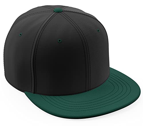 Daxton Classic Blank Snapback Flat Bill Visor Hat Cap One Size Adjustable Back - color: Black Hunter