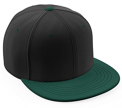Daxton Classic Blank Snapback Flat Bill Visor Hat Cap One Size Adjustable Back - color: Black Hunter