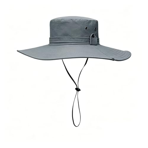 Sun Fishing Hat for Men UPF 50+ Wide Brim Boonie Hats for Summer - color: Light Gray