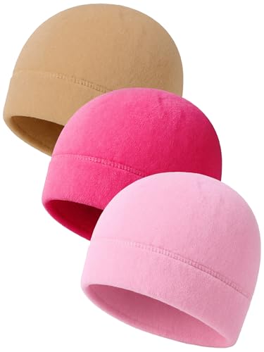 Syhood Winter Warm Skull Cap Soft Fleece Beanie Hat Thick Windproof Watch Cap Skiing Outdoor Warm Colored for Men Women - color: Khaki, Pink, Rose Red, size: Small