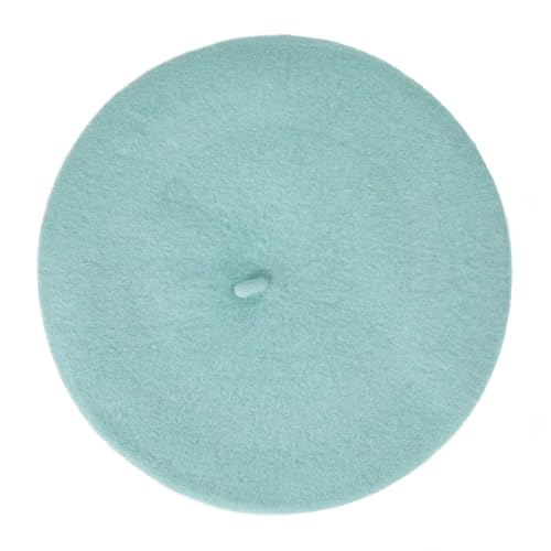 ZLYC Wool French Beret Hat Solid Color Classic Artist Cap for Women - color: Light Blue