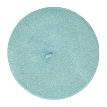 ZLYC Wool French Beret Hat Solid Color Classic Artist Cap for Women - color: Light Blue