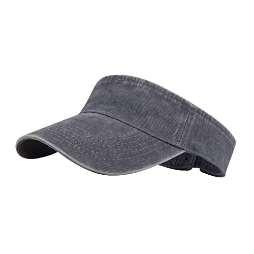 HH HOFNEN Sports Sun Visor Hats Cotton Adjustable Golf Caps for Men Women - color: #1c Gray