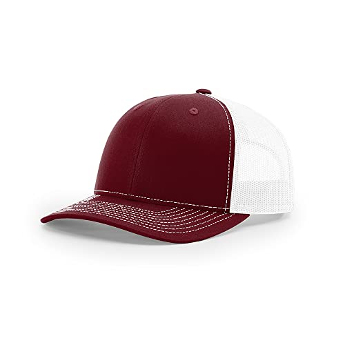 Richardson 112 Classic Six-Panel Adjustable Snapback Trucker Cap - color: Cardinal/White