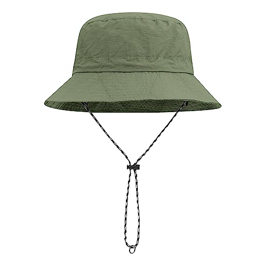 CLAPE Waterproof Bucket Hat Unisex Packable Rain Hat UV Protection Beach Sun Hat Quick Dry Fishing Safari Boonie Hat - color: Dfh07-army Green