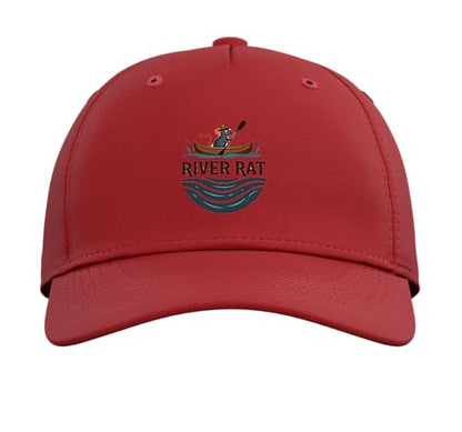 River Rat Camper Adventure Outdoor Canoe Emblem Adjustable Baseball Hat - color: Red