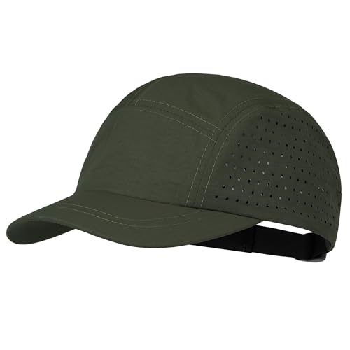 CLAPE 5 Panel Running Hat for Small Heads, Quick Dry Short Brim Cap - color: Bssd2575-green